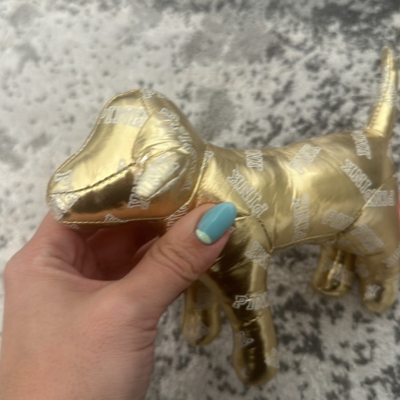 Pink Victoria secret gold metallic logo dog - Picture 3 of 4